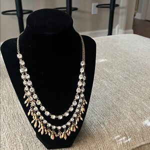 Ann Taylor Gold and Peach Color Beaded Necklace